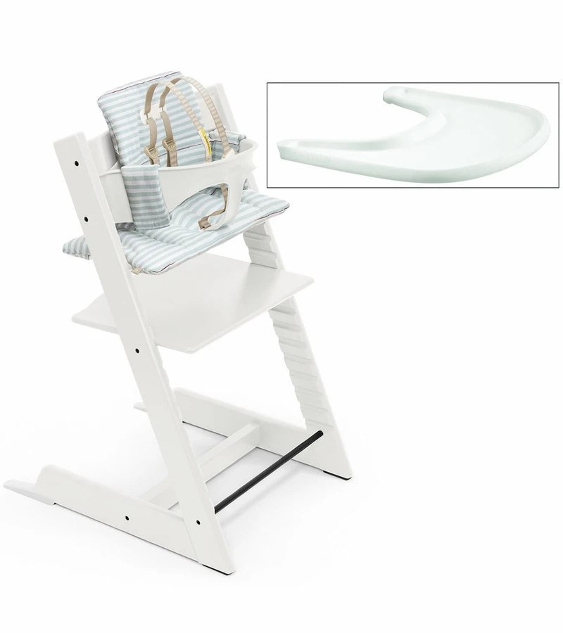 Stokke Tripp Trapp Complete High Chair - White/Aqua Stripes