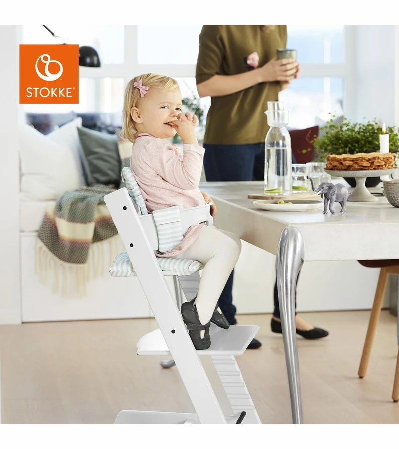Stokke Tripp Trapp Complete High Chair - White/Aqua Stripes - Image 3