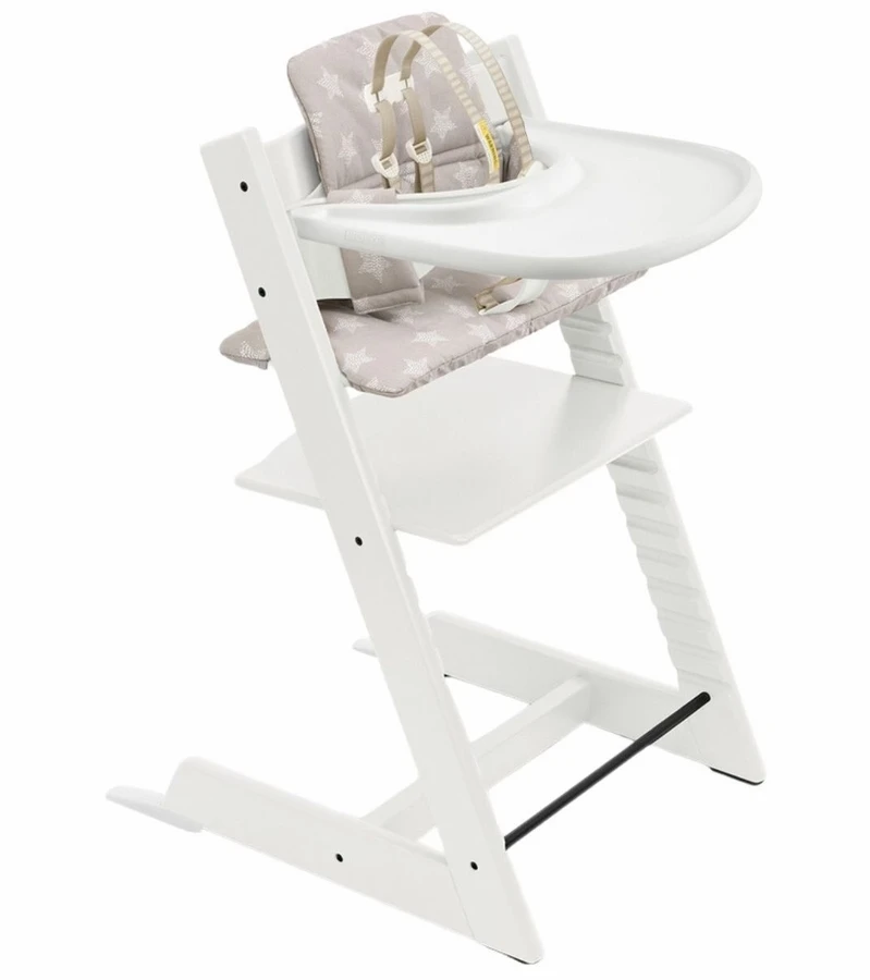 Stokke Tripp Trapp High Chair And Cushion With Stokke Tray - White / Stars Silver