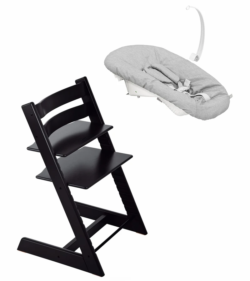 Stokke Tripp Trapp Chair + Newborn Set Bundle - Black