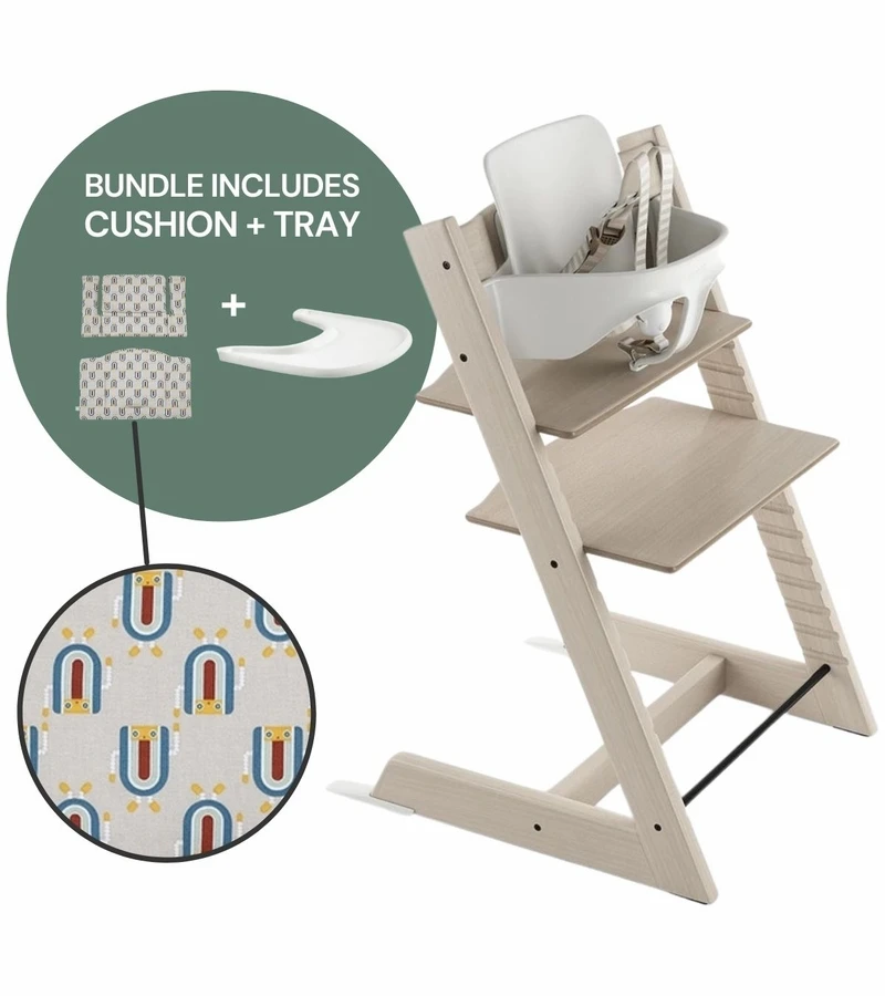 Stokke Tripp Trapp Complete High Chair Bundle - Whitewash / Robot Grey