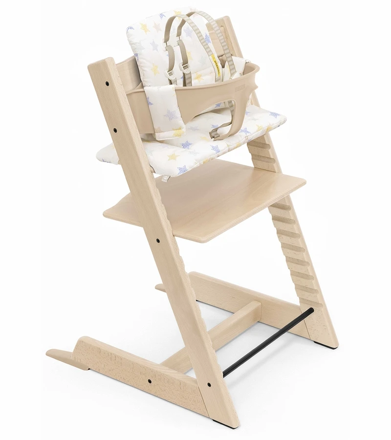 Tripp Trapp High Chair And Cushion With Stokke Tray - Natural / Multi Stars - Image 2
